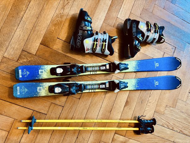 Zestaw Narty Salomon jr 110cm wiazania buty Head Raptor 50 r21
