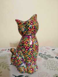 Kot skarbonka kolorowy, ceramiczny