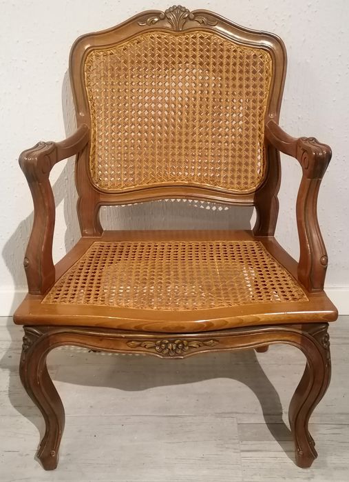 Par pequenas Bergeres de Lareira (Cadeirões Cadeiras) Luís XV Palhinha