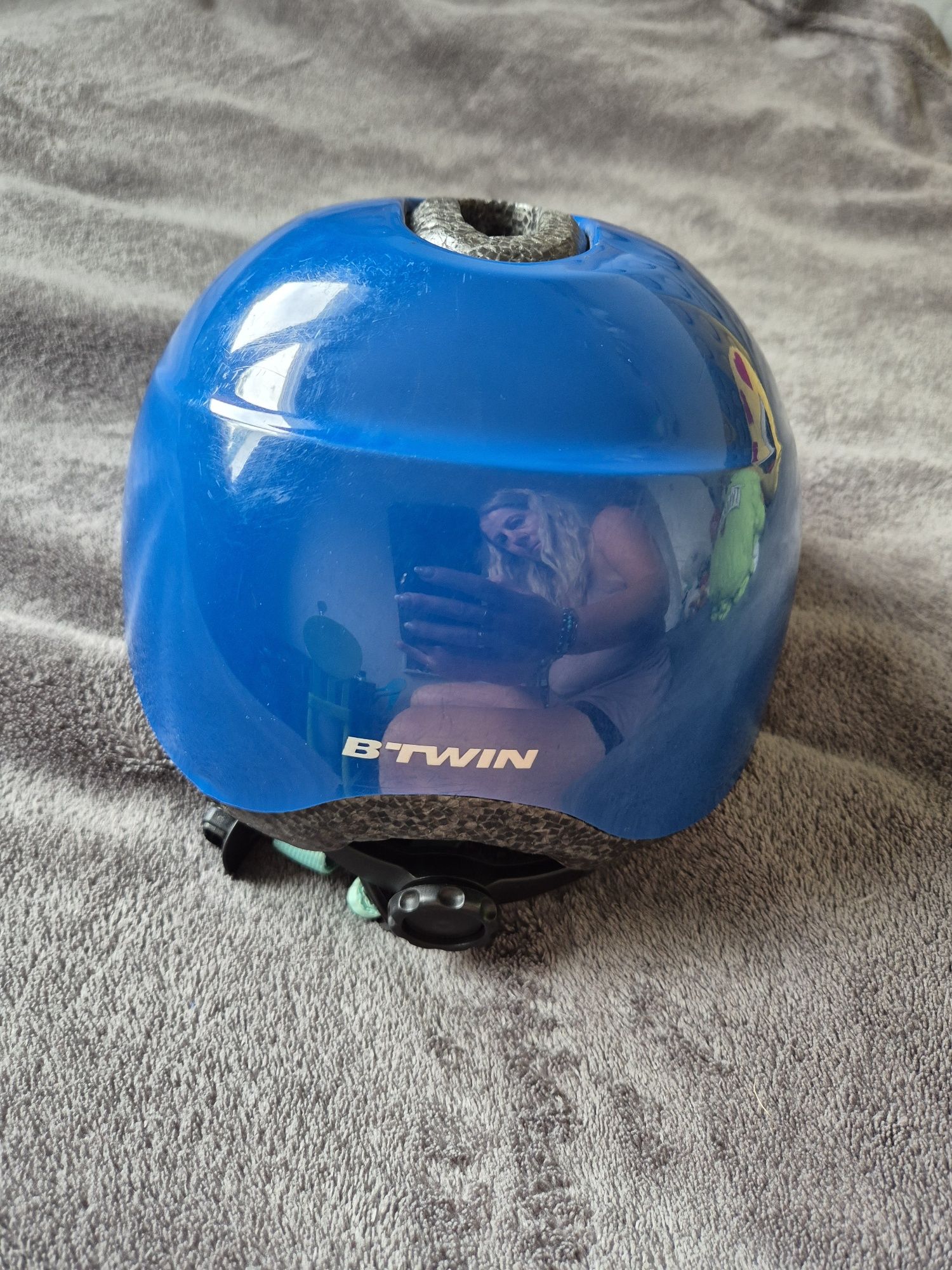 Kask dziecięcy btwin  Decathlon niebieski rozmiar.44-49