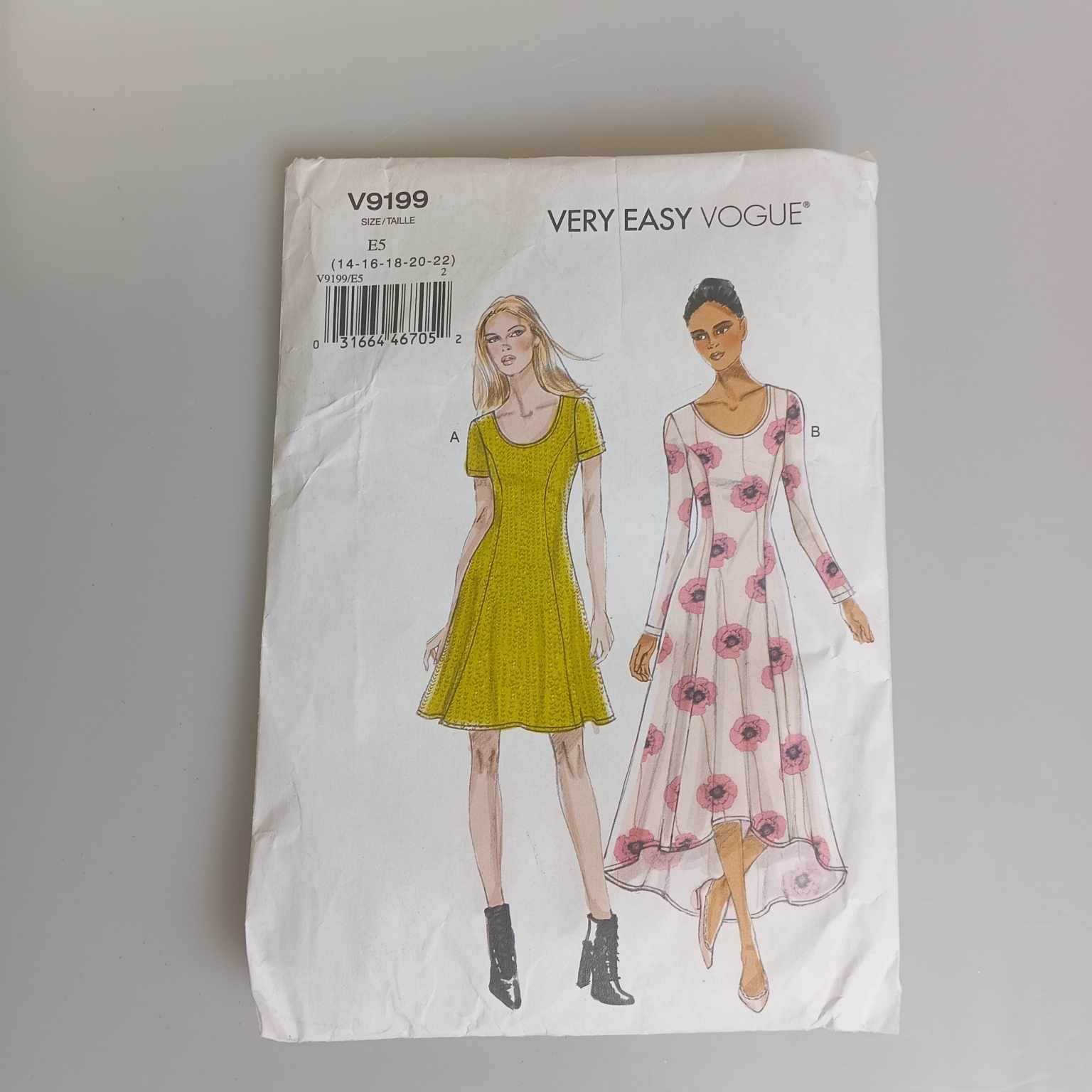 Wykrój Vogue Patterns V9199 wzory wykroje na 2 sukienki