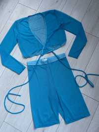 Новий блакитний сітчастий костюм двійка для танців та спорту