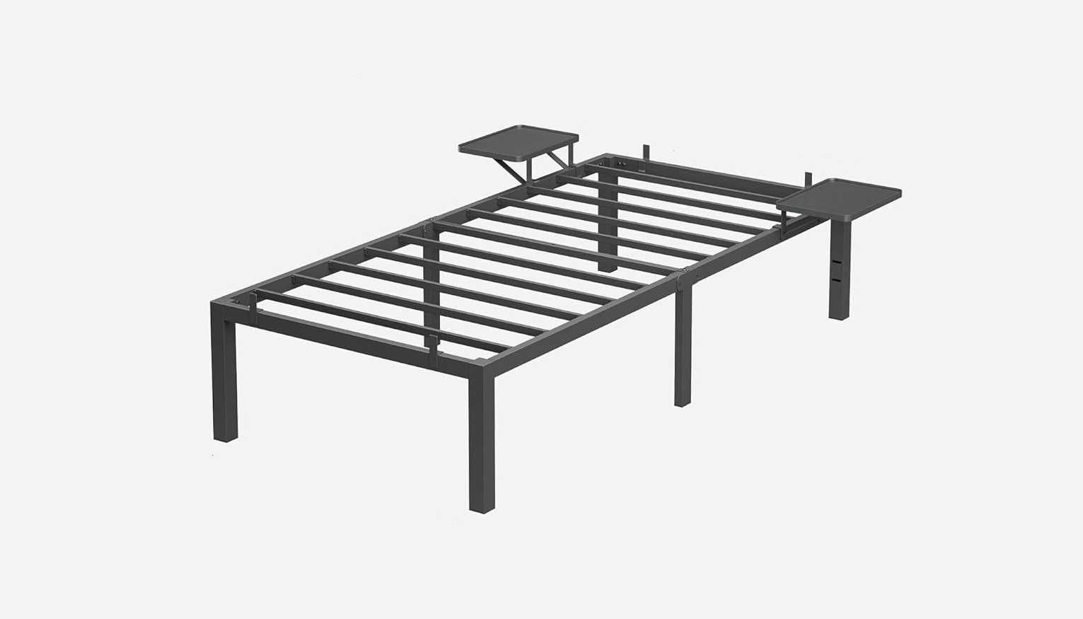 metalowa rama łóżka z półkami łóżko czarne 90x190 cm loft stelaż