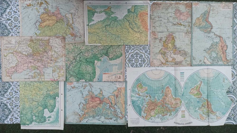 Stare przedwojenne mapy z ksiązek, atlasów, gazet