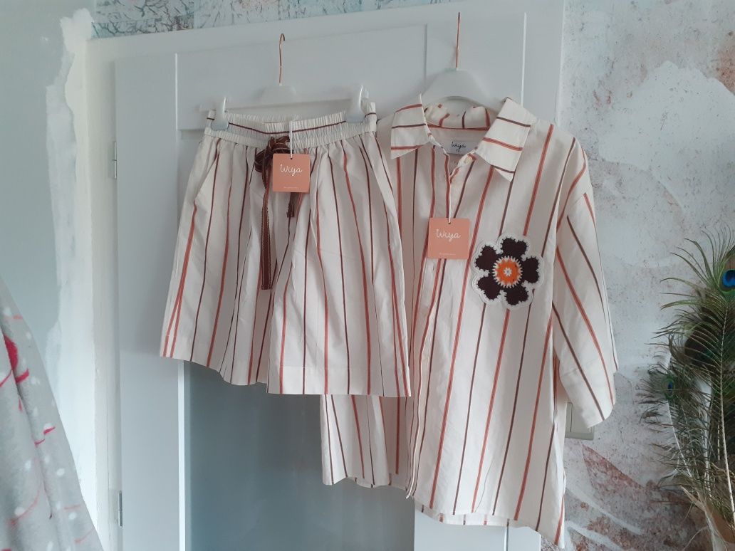 Bawelniany komplet letni bermudy koszula zestaw wiya rozm s/m/l