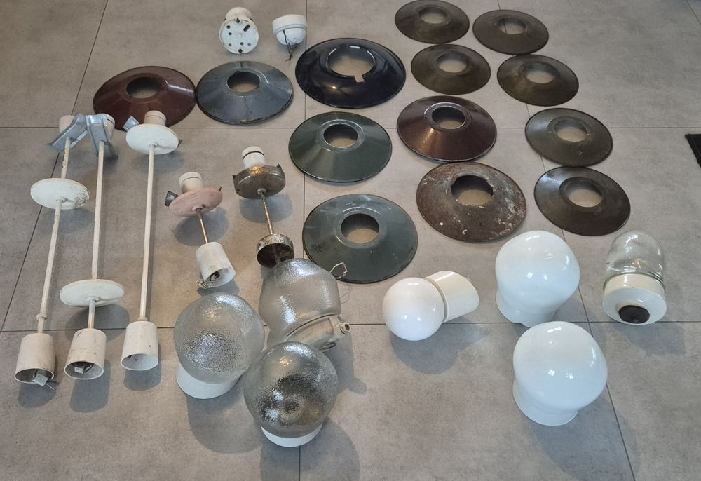 Pakiet lamp części lampa loft retro vintage emalia vintage klosz prl