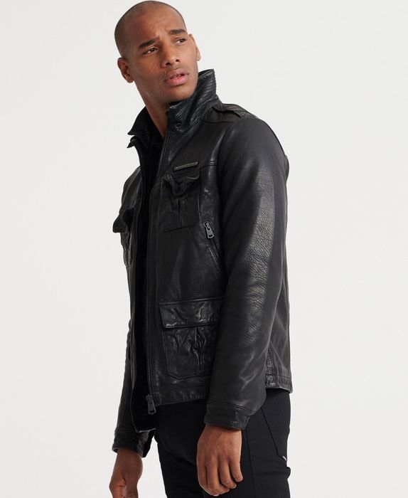 Шкіряна куртка Superdry men's icon brad leather jacket biker black