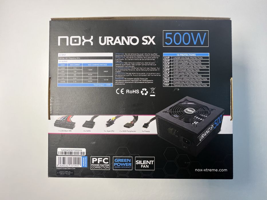 Fonte de Alimentação ATX Nox Urano SX 500W 80 Plus