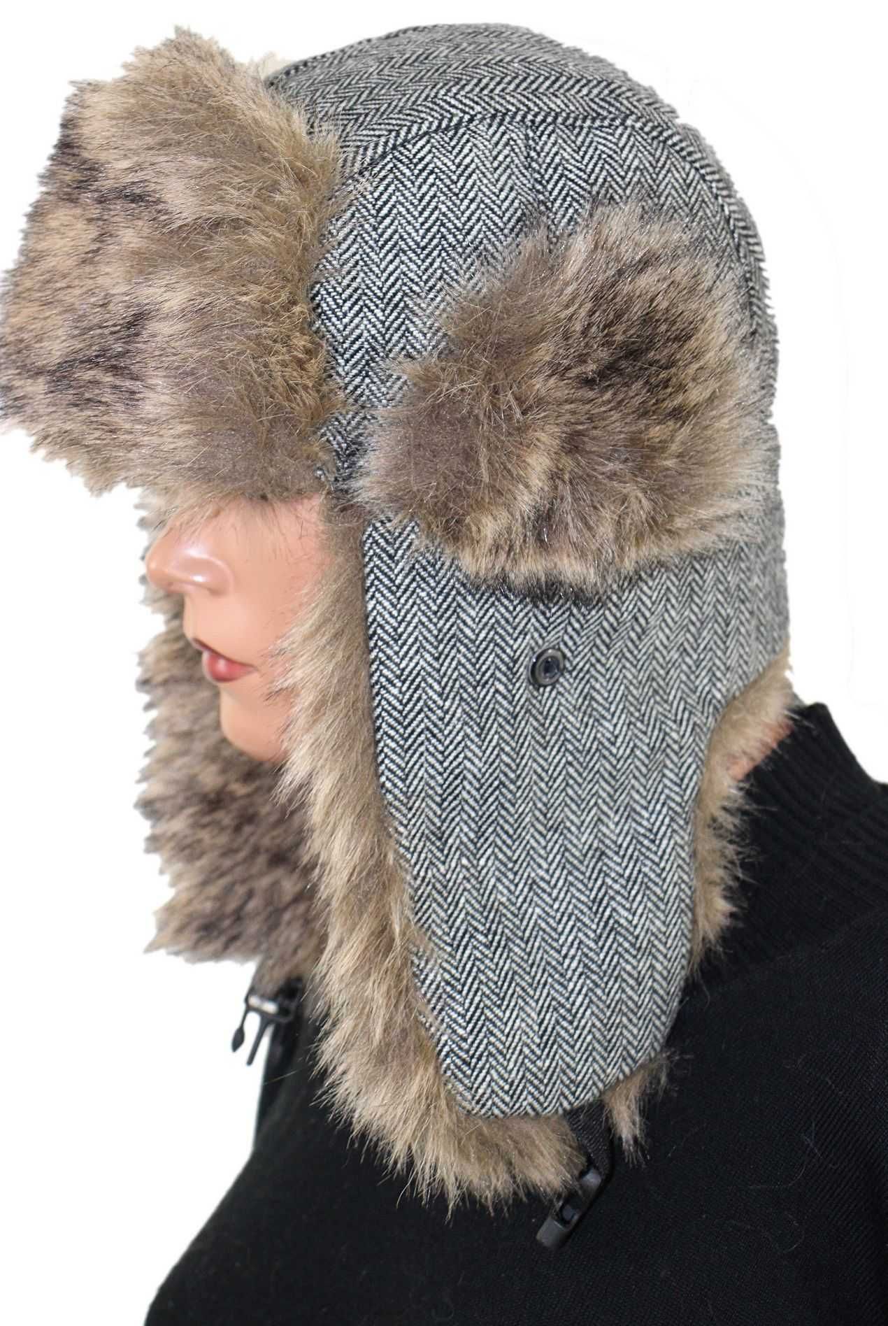 su4 zimowa czapka damska męska unisex uszatka jodełka one size