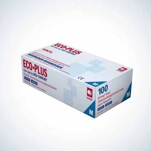 Рукавички вінілові неопудрені Eco Plus розмір S/M/L/XL 100 шт прозорі