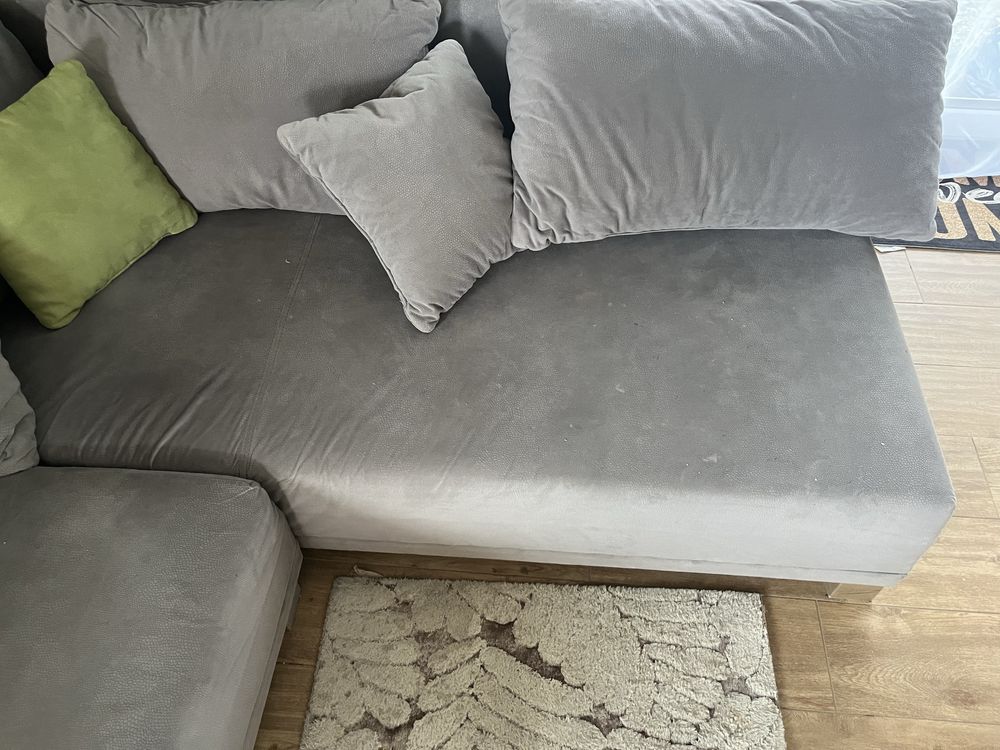 Sofa szara Duza w krztalcie L prawa z funkcja spania