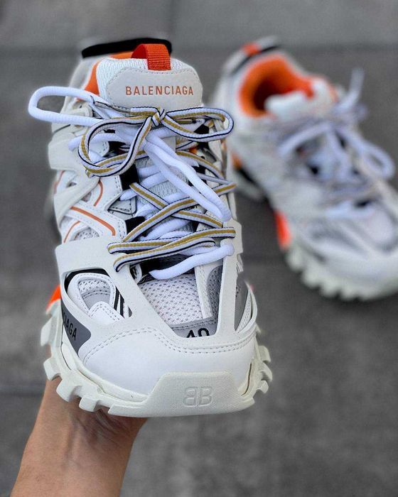 Мужские кроссовки Balenciaga Track 3.0 Premium White&Orange. 40-45