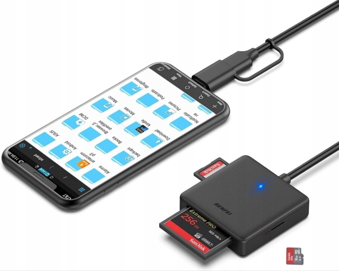 Zewnętrzny Czytnik Kart 4 w 1 USB USB-C na SD Micro SD MS CF TF Benfei