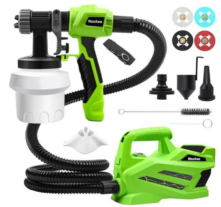 MaxAwe Elektryczny rozpylacz do farby, 800 W, 1100 ml/min, 4 dysze