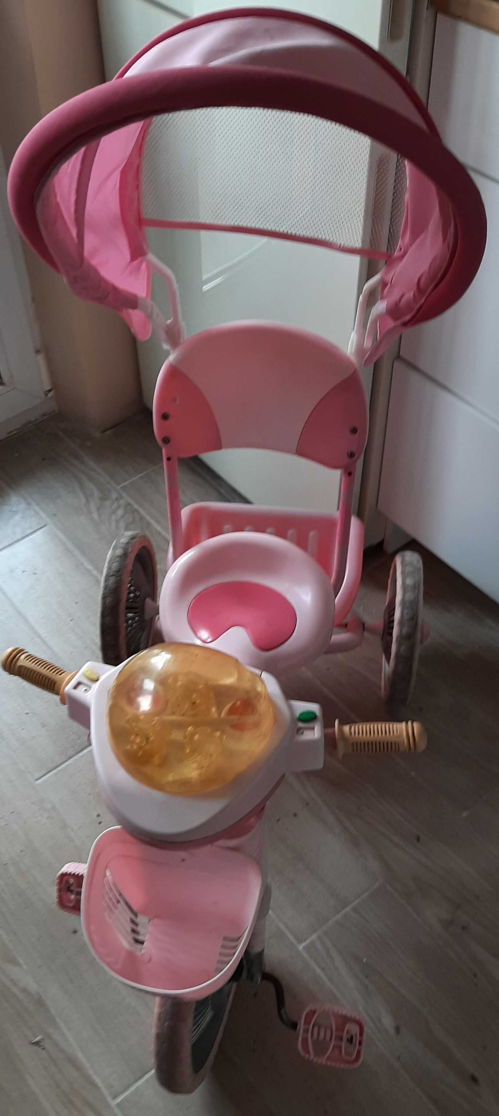 Велосипед трёхколёсный, розовый, с родительской ручкой, для девочки