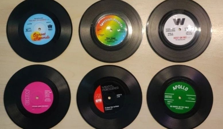 Conjunto de 6 Bases Discos  Vinil para  Copos