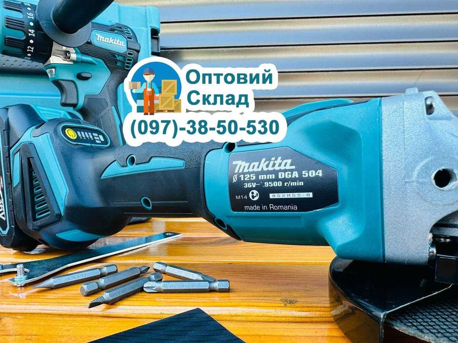Безщітковий Набір 2в1 Makita Болгарка DGA504XGT + Шурупокрут DHP485XGT