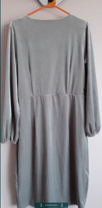 42 XL Reserved sukienka aksamitna welurowa elegancka szara srebrna