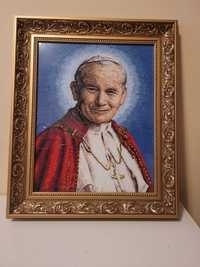 Ręcznie haftowany obraz Jan Paweł II