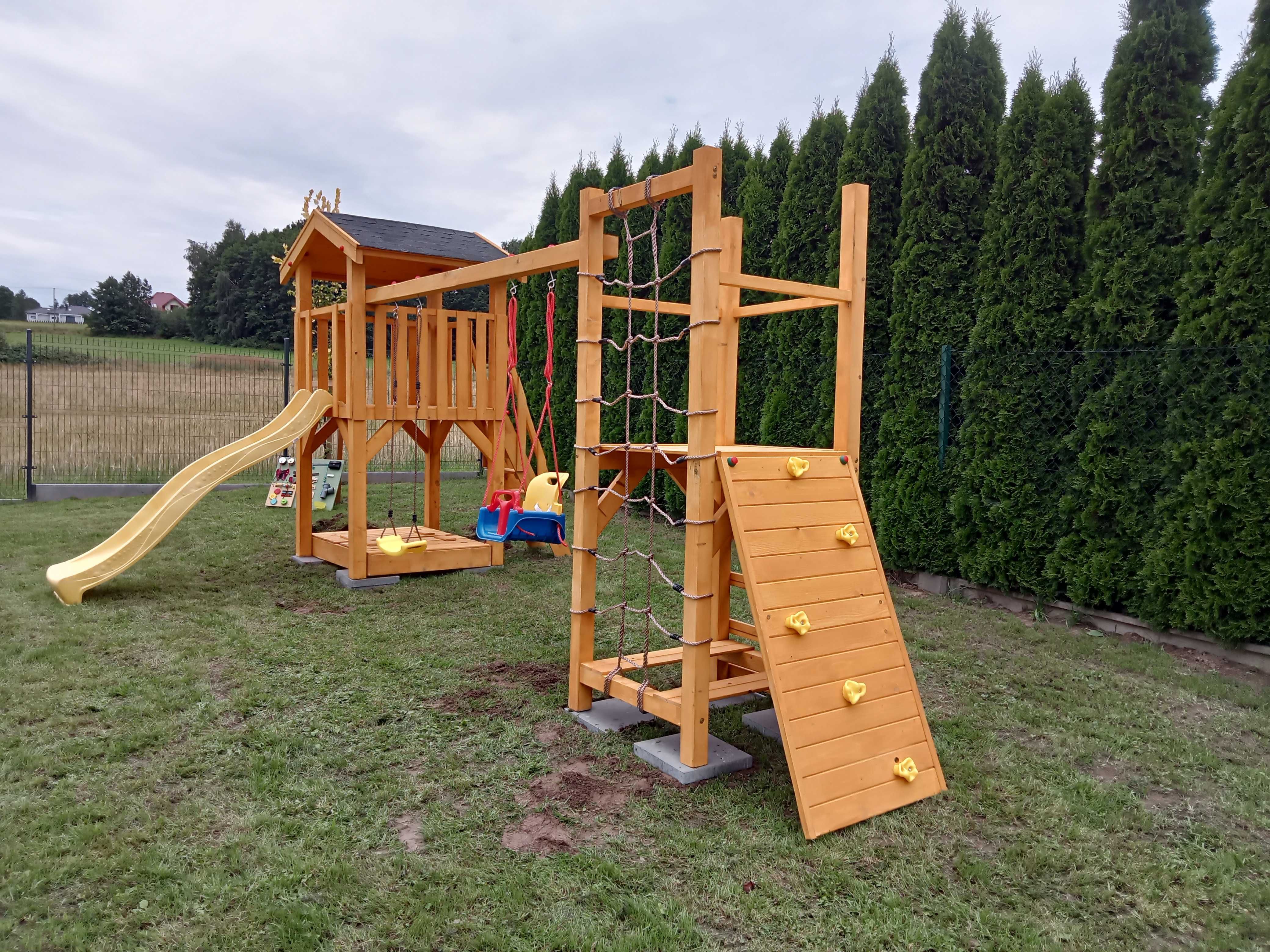 Plac Zabaw Domek 10x10 Huśtawka Zjeżdżalnia Wieża Liny Wspinaczka