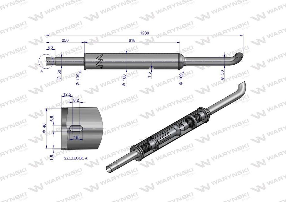 Tłumik okrągły długi 5.4kg 1280mm C-360 INOX WARYŃSKI