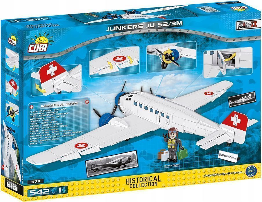 klocki cobi 5711 samolot pasażerski junkers wojsko 542