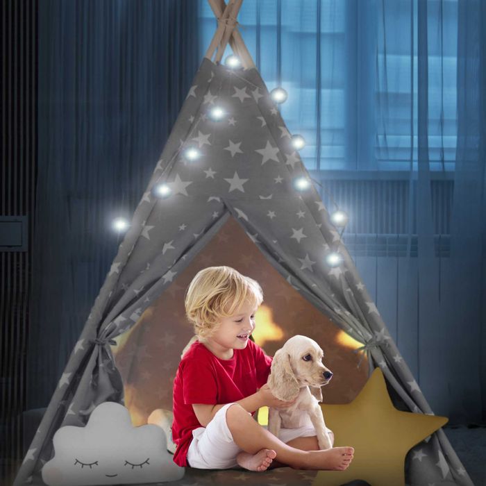 OKAZJA namiot tipi dla dzieci ze światełkami + poduszki + pokrowiec