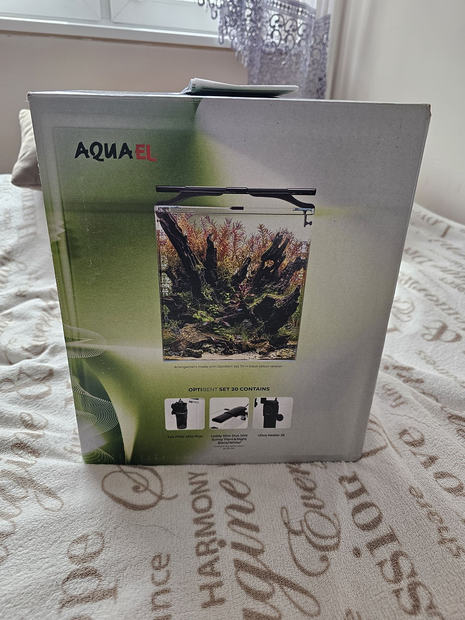 AQUAEL ZESTAW Optibent 20 Czarny Szkło OptiWhite