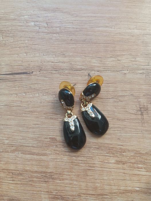 Kolczyki czarno złote stylowe