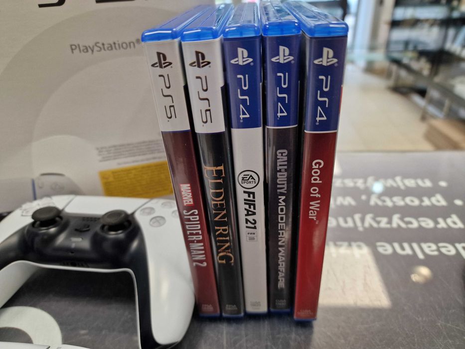 Konsola PS5 Slim Playstation 5 Slim 1TB z napędem/ + 2 pady + 5 gier