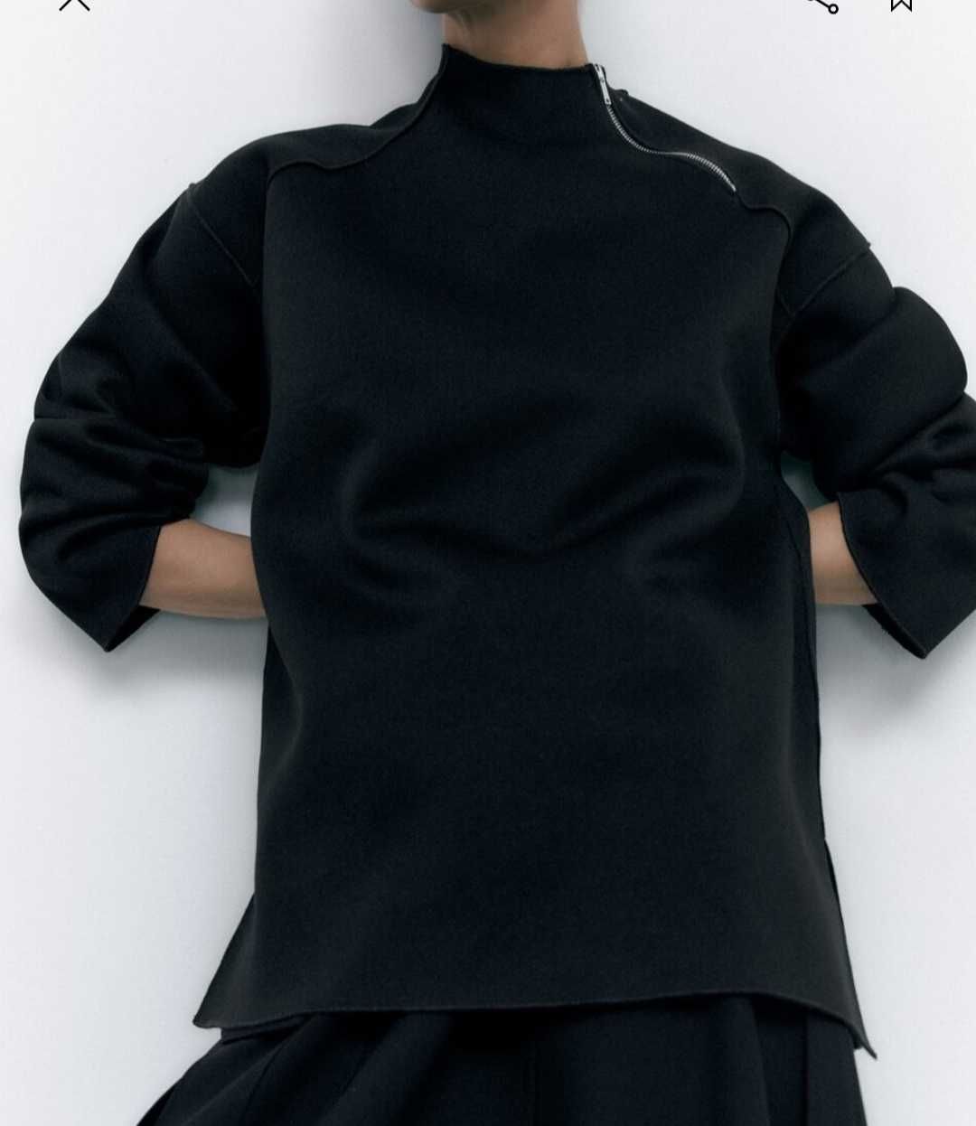 Zara bluza sweter oversize dzianinowa z dzianiny zamek półgolf M L