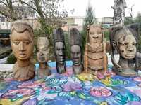 Maski afrykańskie  z drzewa hebanowego w dobrym stanie tanio sprzedam