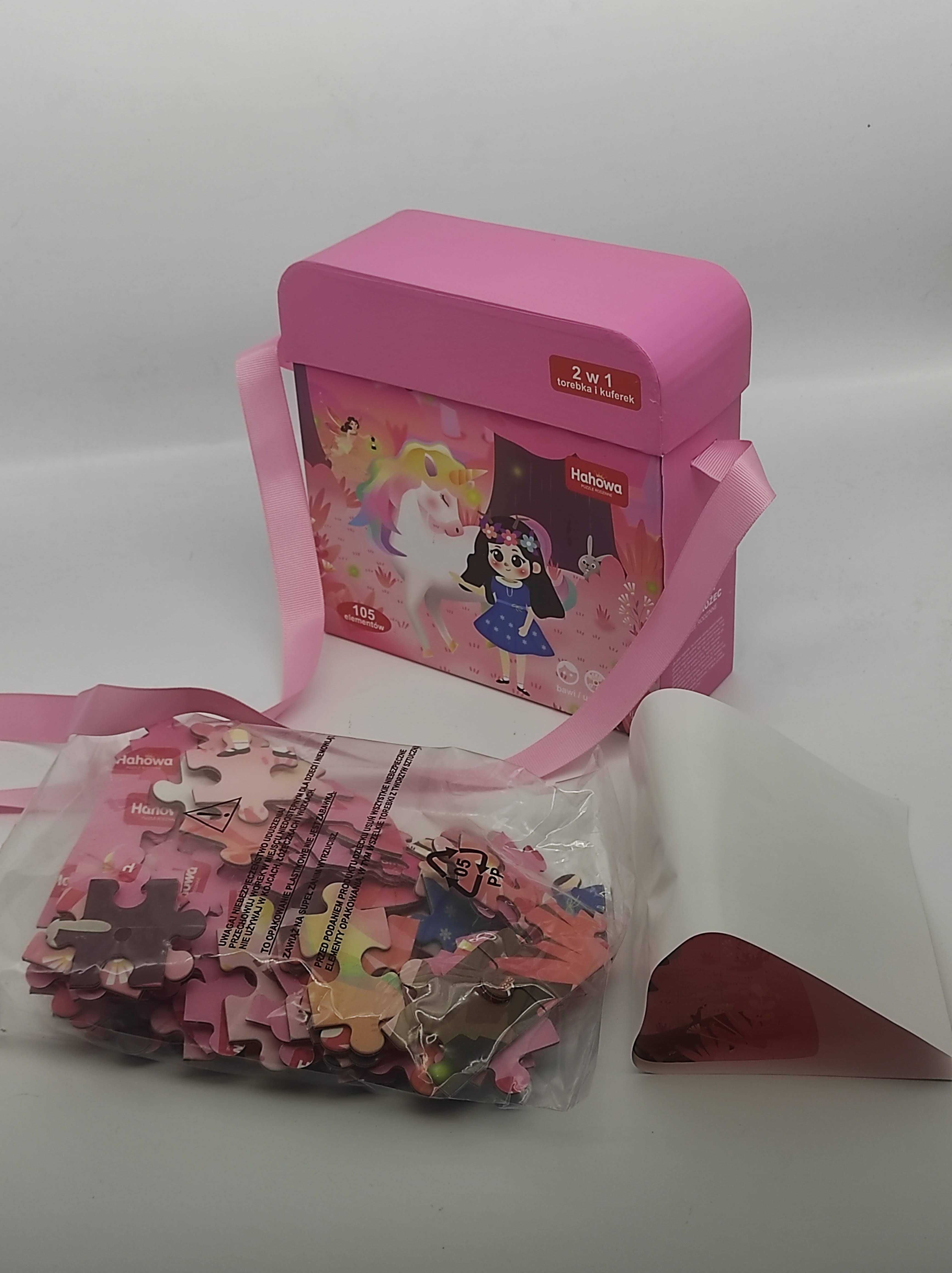 Puzzle w kuferku z paskiem magiczny jednorożec 105 elementów