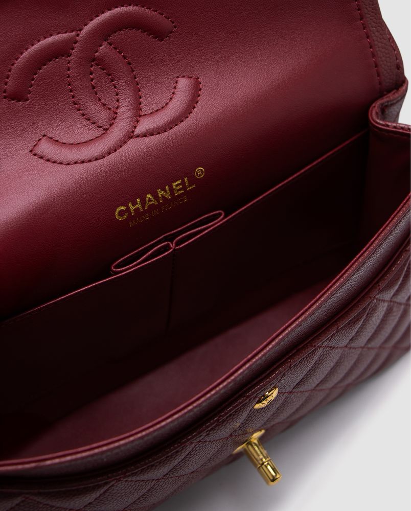 Сумка в стилі Chanel Classic 2.55 Medium Double Flap in Burgundy/Gold
