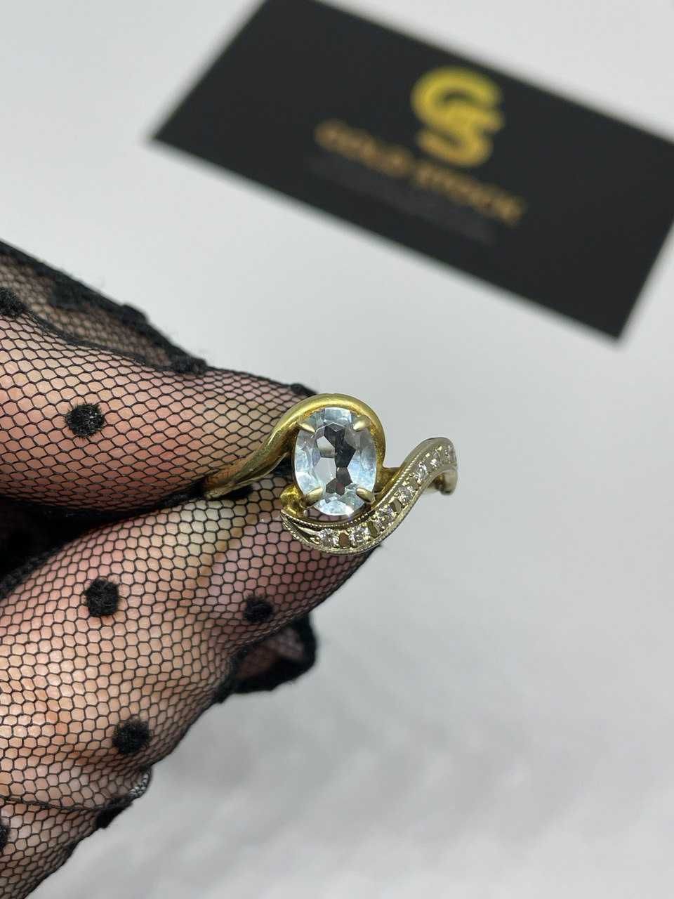 Золотое кольцо с бриллиантами из лимонного золота