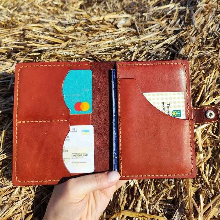 Шкіряне портмоне для документів. Обкладинка. Ручна робота