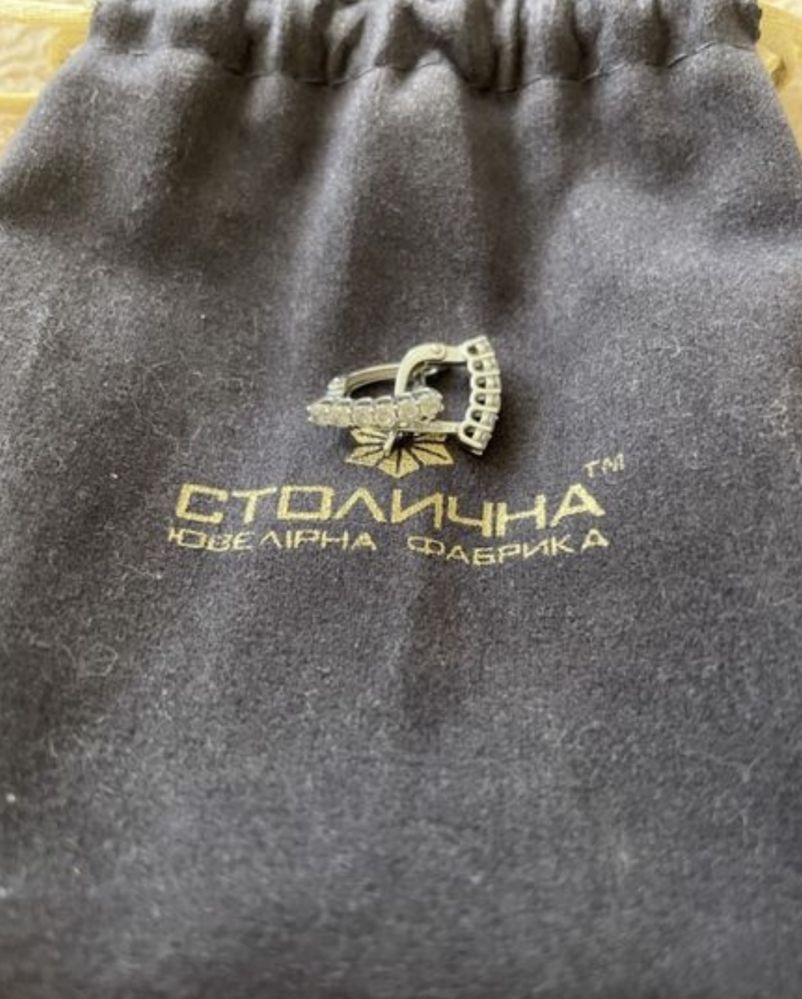 Новые серьги в белом золоте с фианитами Столична Ювелірна Фабрика