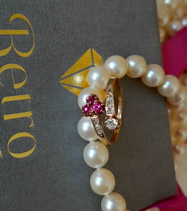 R.14 Pierścionek Antyk 1905 Rubiny Diamenty Złoto 585 Secesja WYCENA