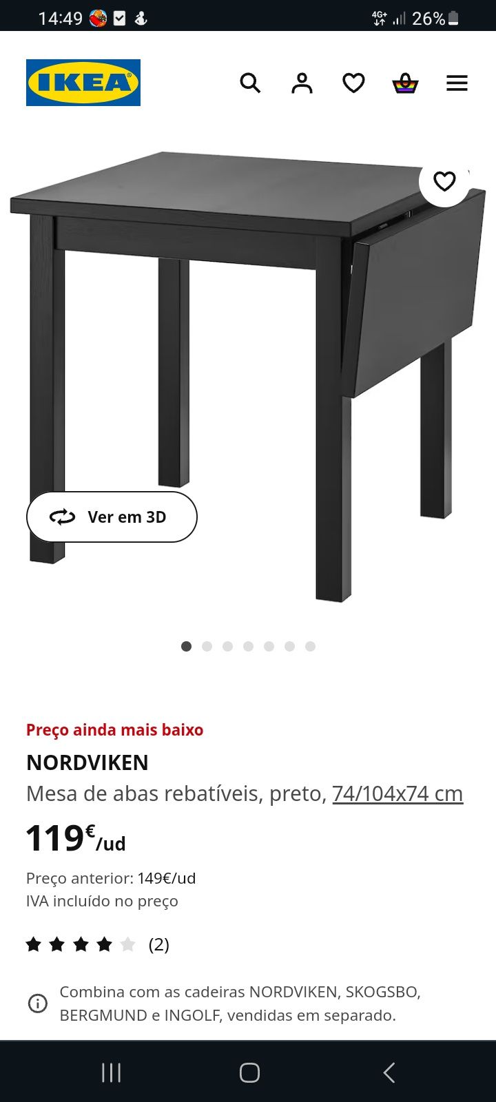 Mesa rebatível ikea