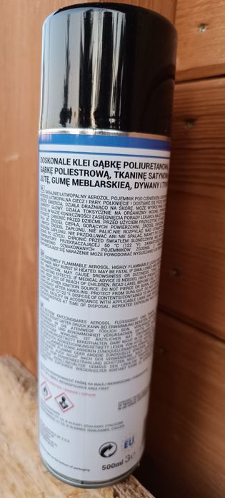 Klej tapicerski w sprayu 500 ml  gąbka tkaniny juta dywany tapicerka