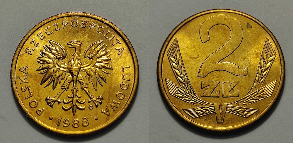 2 zł 1988, mennicze, destrukt "duch"