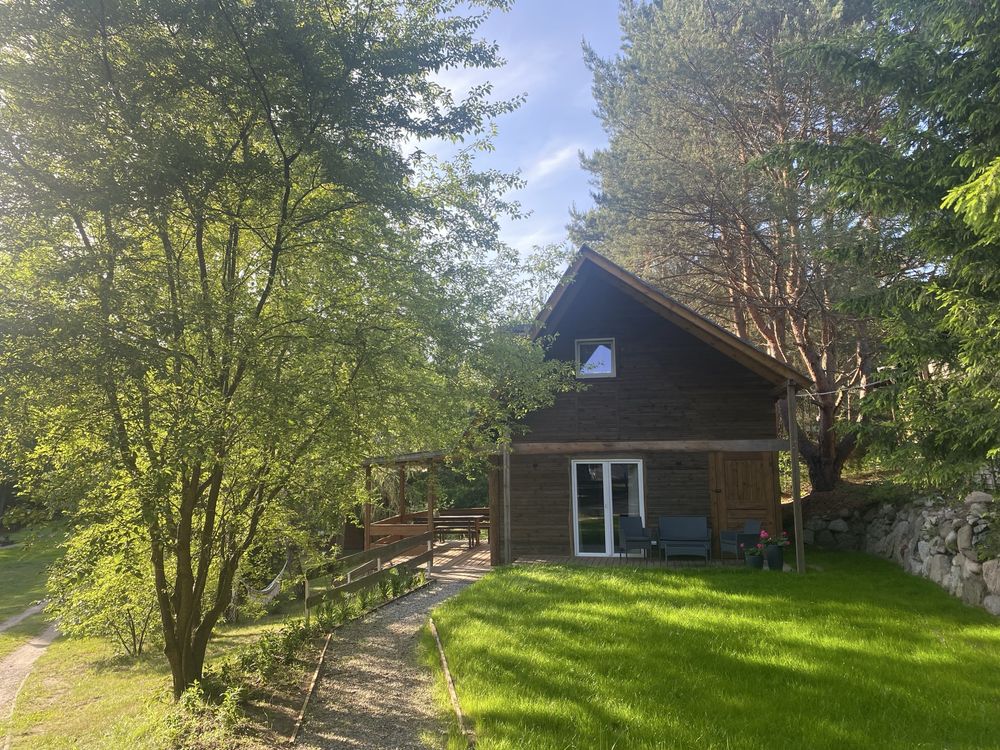 Domek, domki nad rzeką, Borsk, Kaszuby