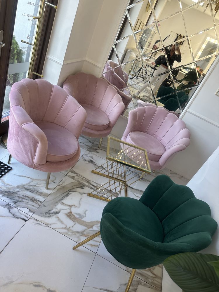 Fotele rożowe muszelka 3 szt