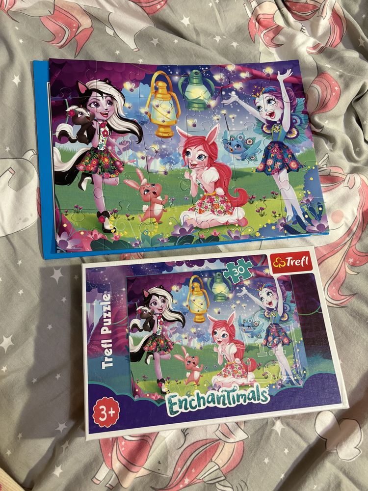 Zestaw 3sztuki Puzzle 30 sztuk Enchantimals  Kraina Lodu