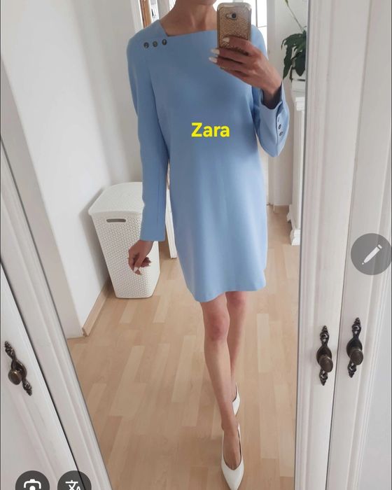 Sukienka Zara l 40 długi rękaw mini baby Blue
