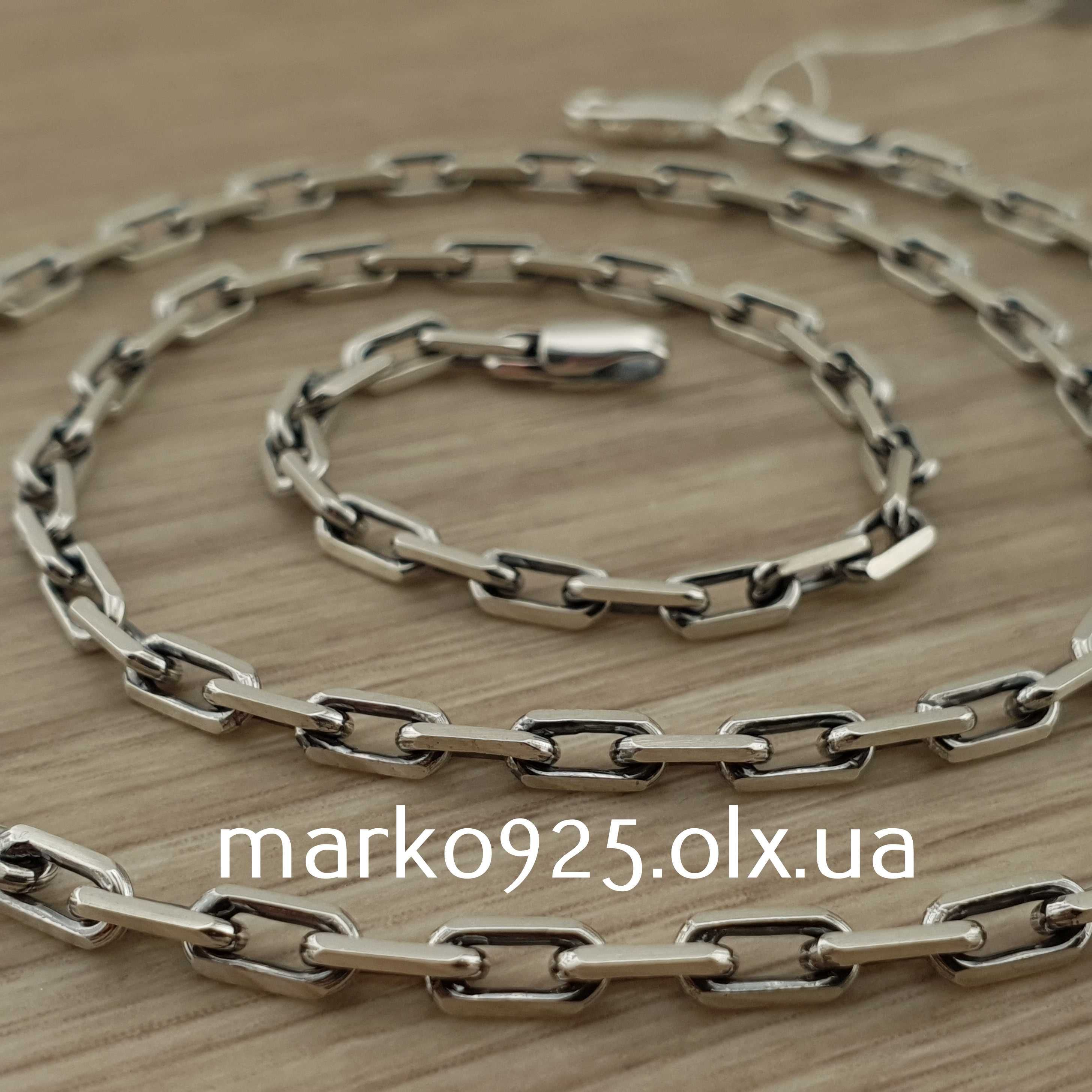 Срібний ланцюжок чоловічий на шию якірне плетіння, срібло 925