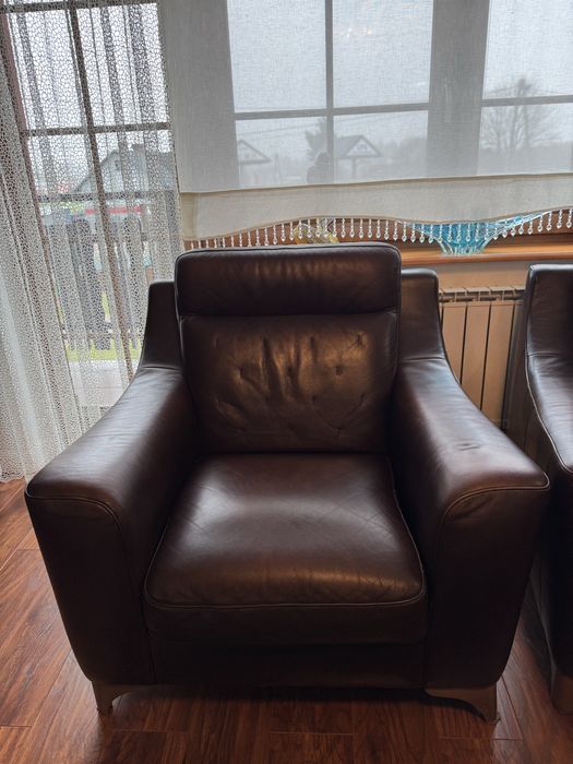 Kler komplet skorzany, sofa, 2 fotele