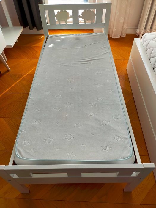 Łóżko Kritter Ikea 70x160 +materac UNDERLING + barierka vikare