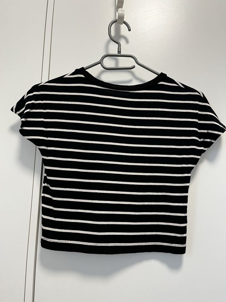 bluzka top w biało-czarne paski Zara S