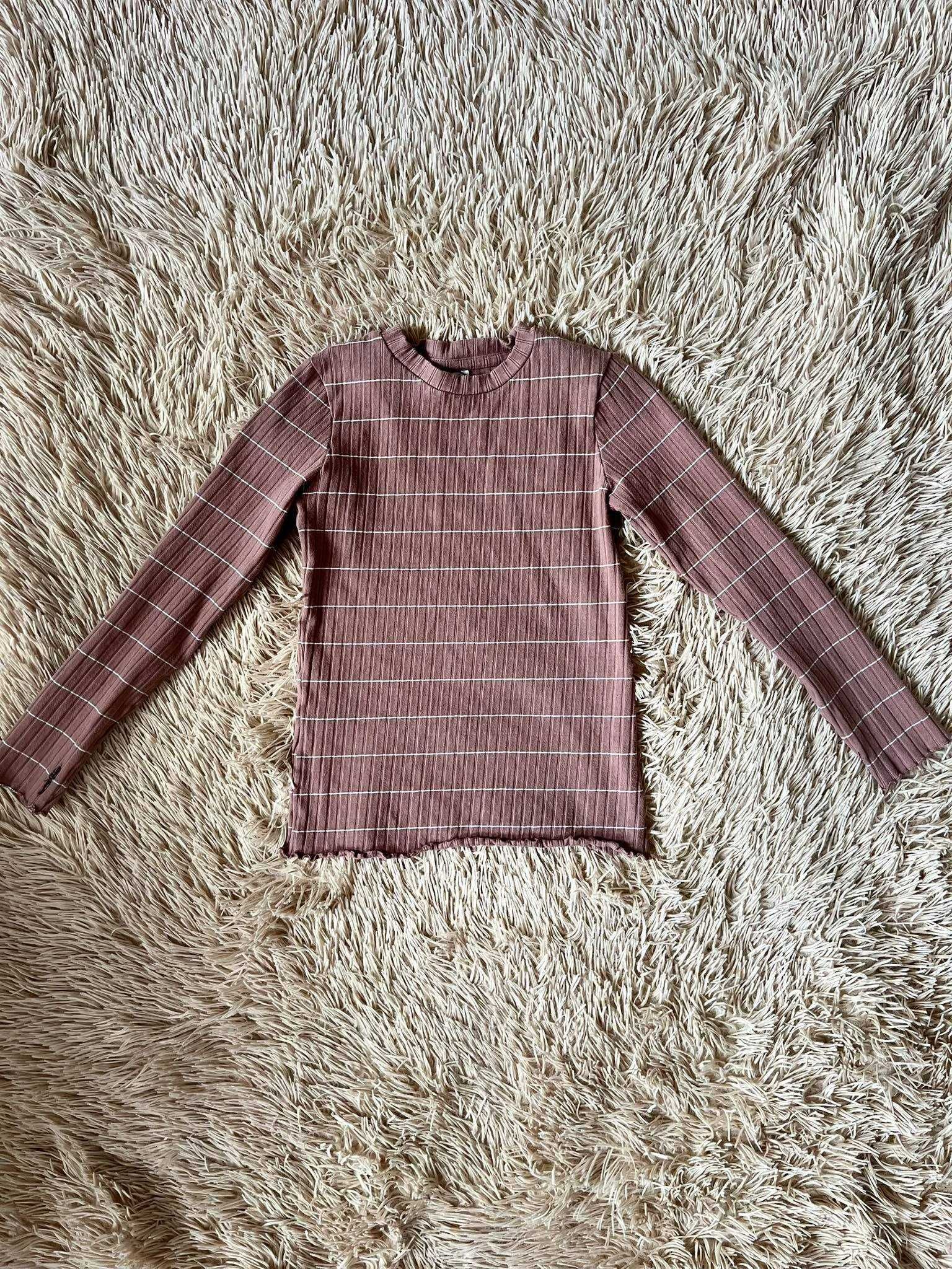 Beżowa bluzka z długim rękawem/ sweter basic rozmiar 146